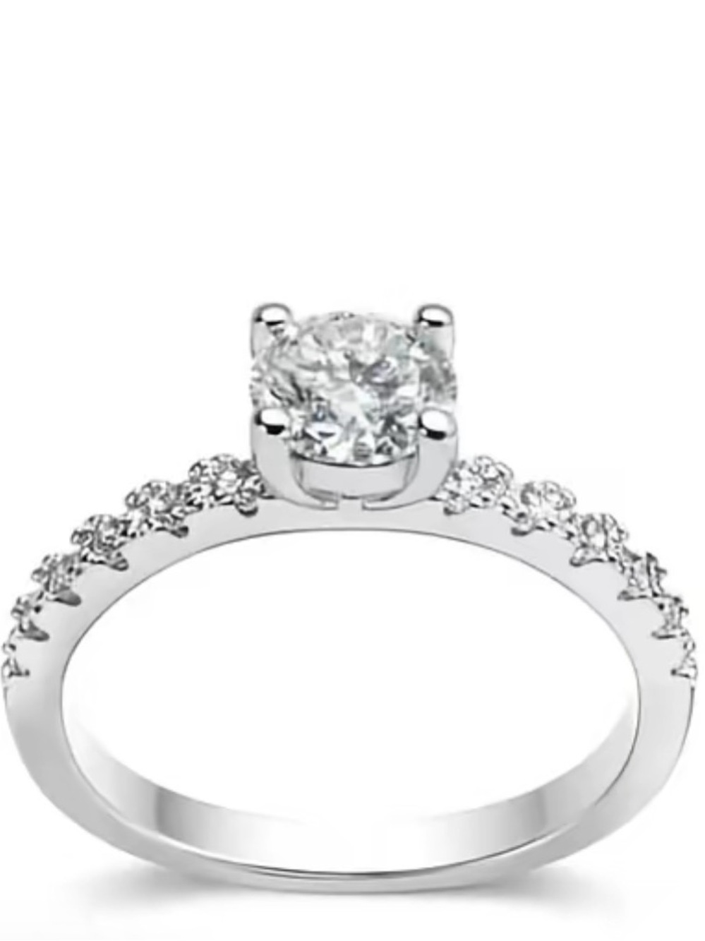 Moissanite Solitaire Halo Ring in White (Sterling Silver) size 8